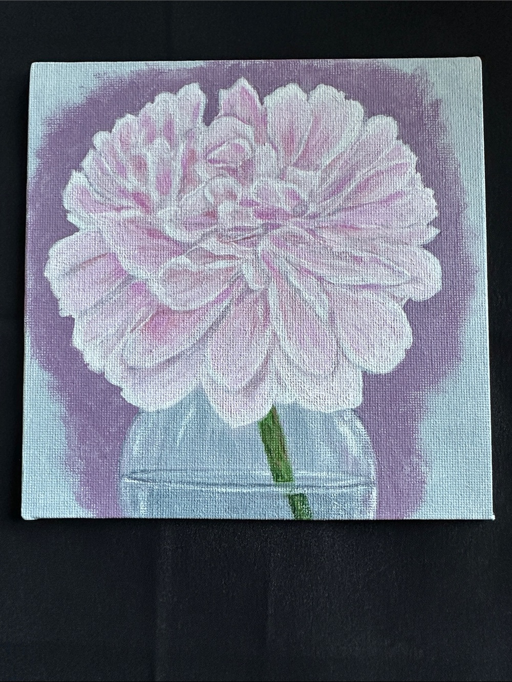 Handmade NWOT original acrylic painting. “Peony” artwork on small canvas “6x6”
